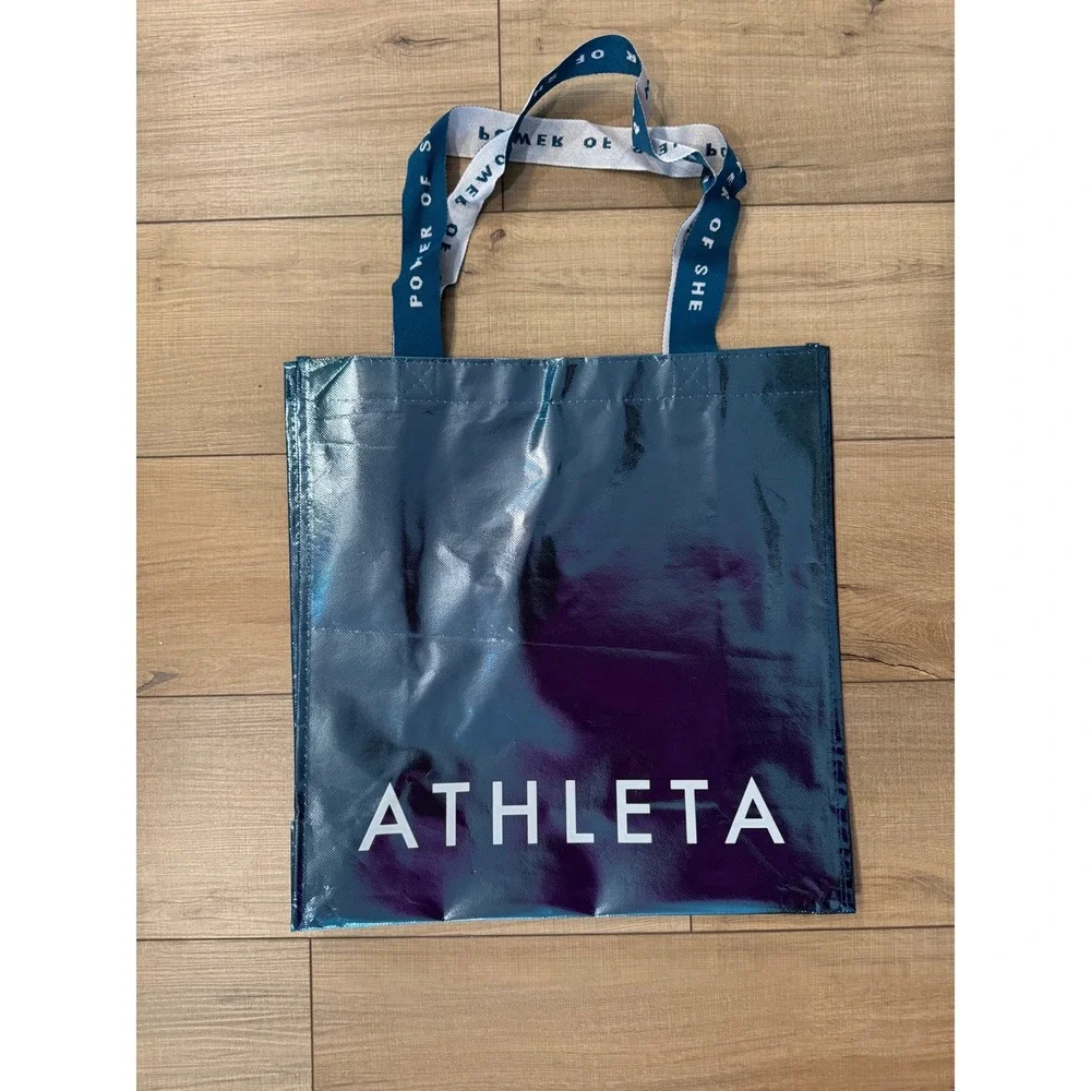 Athleta Reusable Shopping Tote Womens OS Teal Metallic‎ Power of She Logo
